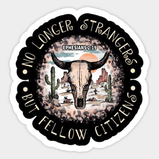 No Longer Strangers But Fellow Citizens Desert Bull-Skull Cactus Sticker